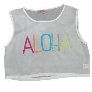 Mara Hoffman White Tank Top with Colorful Aloha